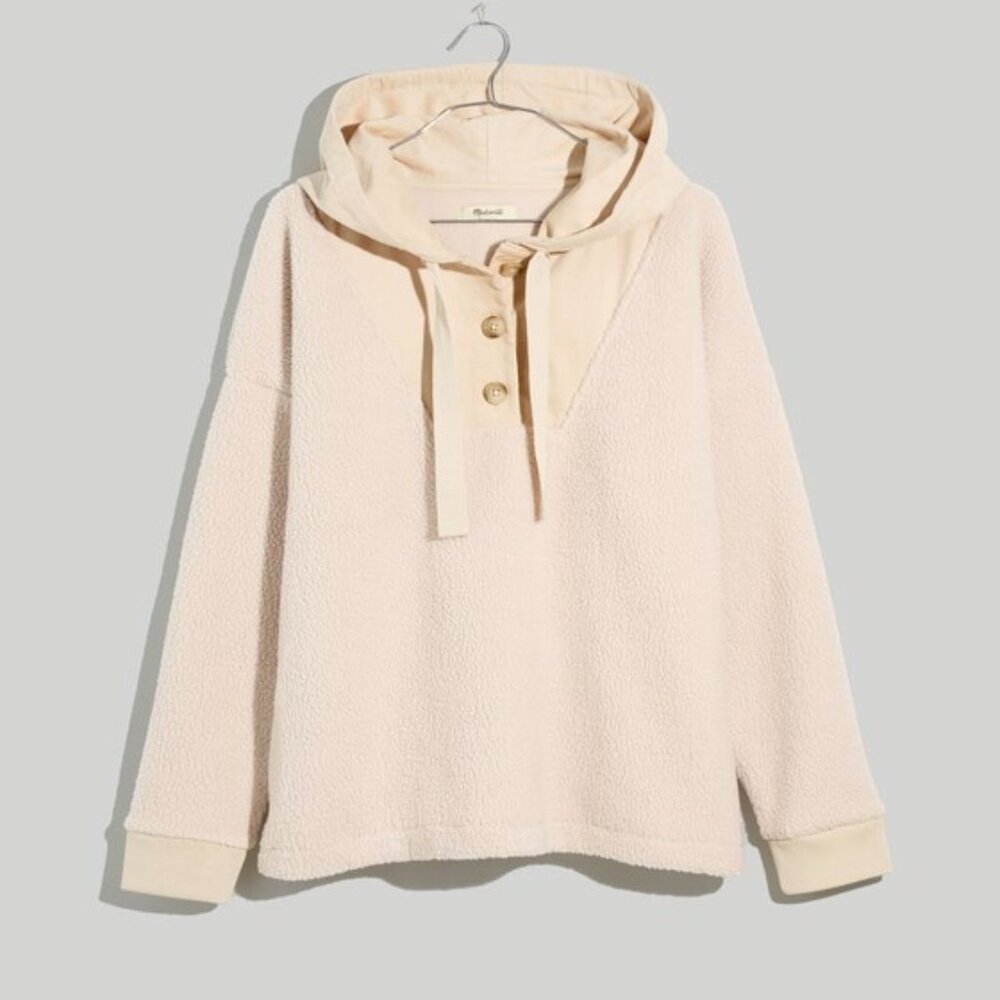 MADEWELL (re)sourced fleece button front hoodie sweatshirt in harvest moon (L)